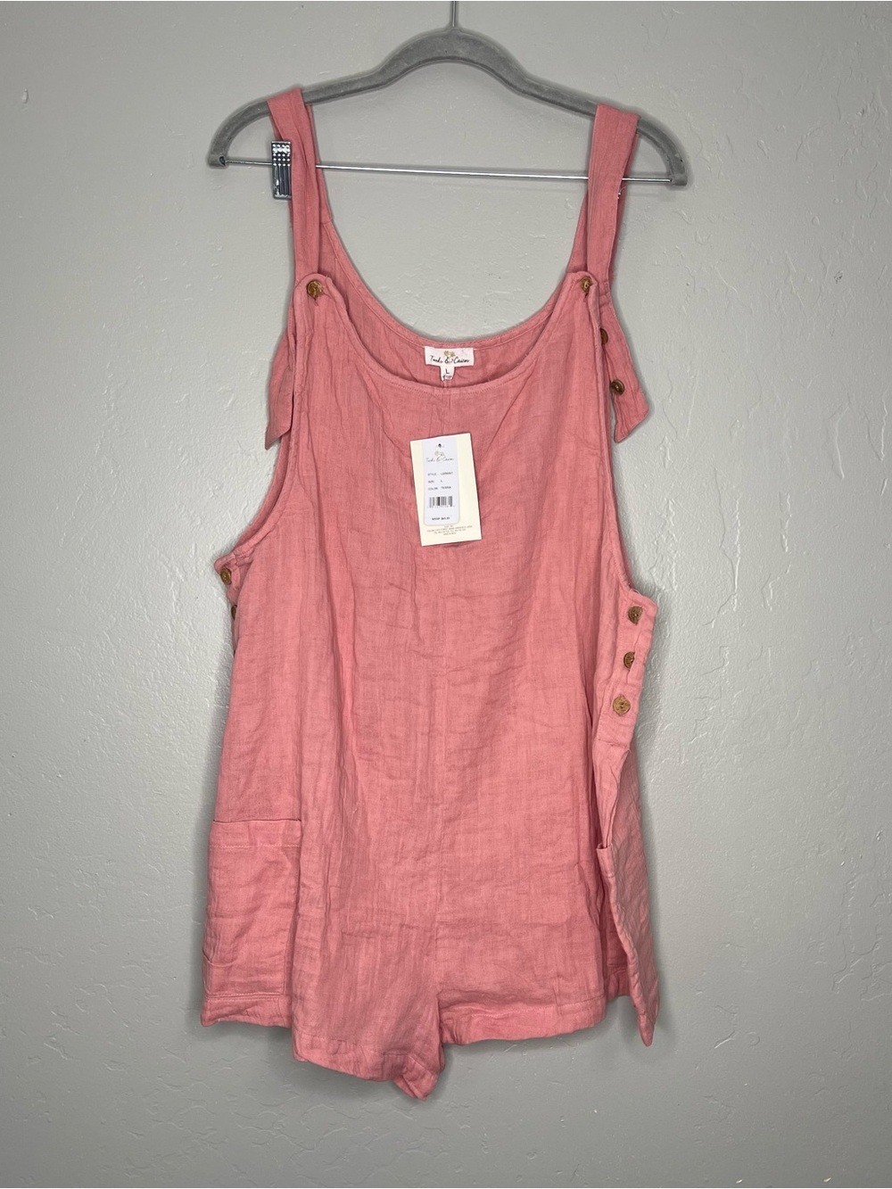 Turks & Caicos Womens 100% Cotton Pink Short Romper Jumpsuit Onesie